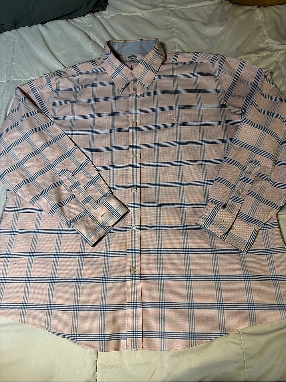 Brooks Brothers Regent Fit Plaid Cotton Shirt in Pink & Blue Size XXL